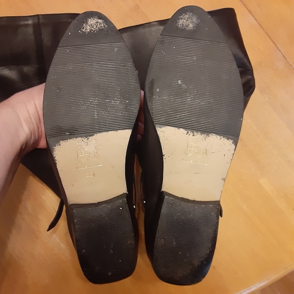 VINTAGE VIA MILANO BLACK KNEE HIGH 1" HEEL PULL ON LEATHER RIDING BOOTS WMS- 6B - Picture 15 of 15